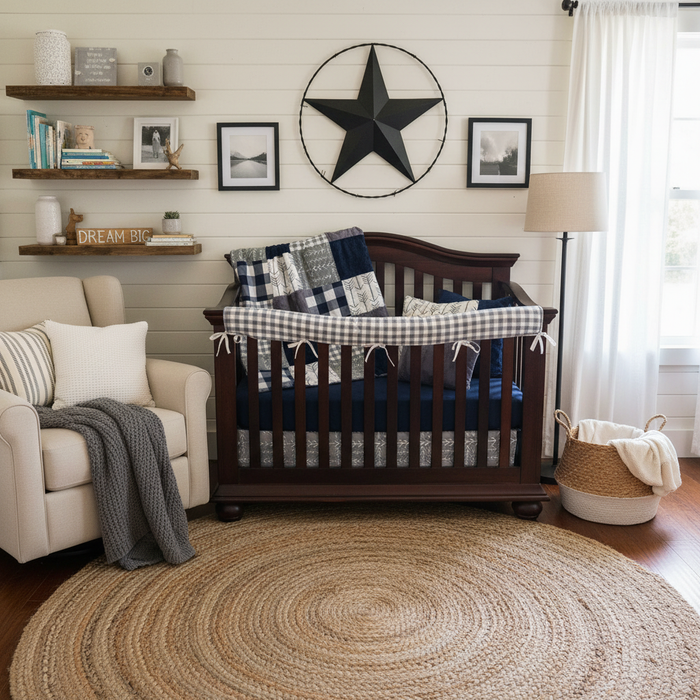 Navy Gray Check Balanced Room