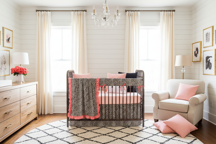 Cheetah Print Coral Nursery with Blanket