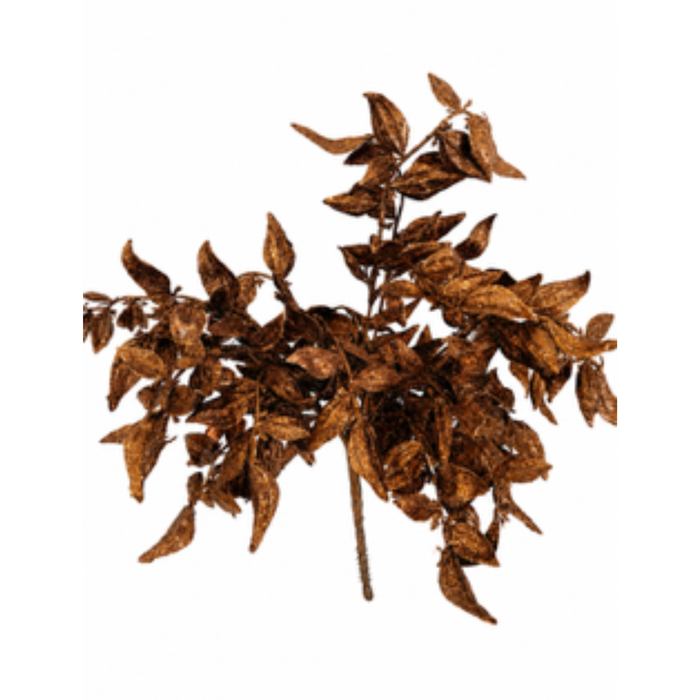 Chocolate Glitter Leaf Spray 17"| Stem Holiday Embellishment | DIY Wreath Supply
