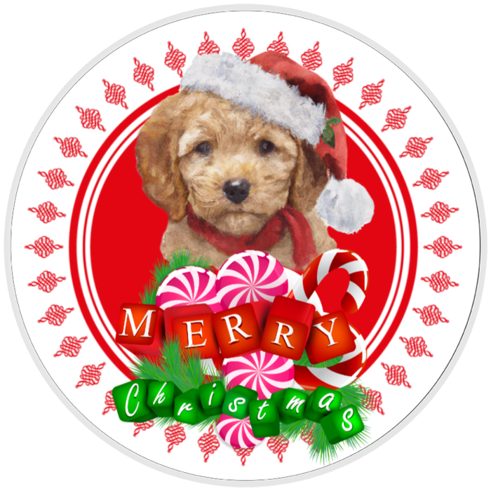 Copy of 10” Christmas Golden Doodle Dog Sign, Home Decor, Aluminum, The Ritzy Cactus