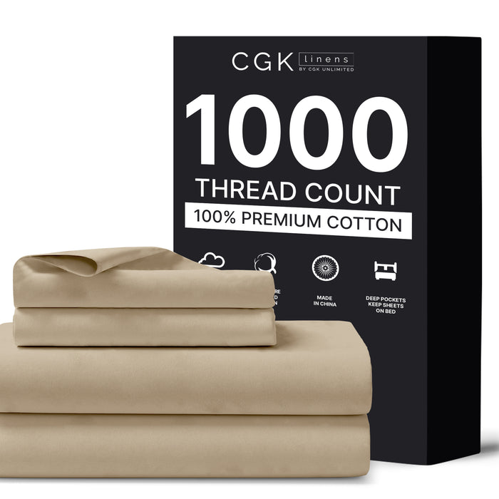 Cotton 1000 Thread Count 4 Piece Sheet Set