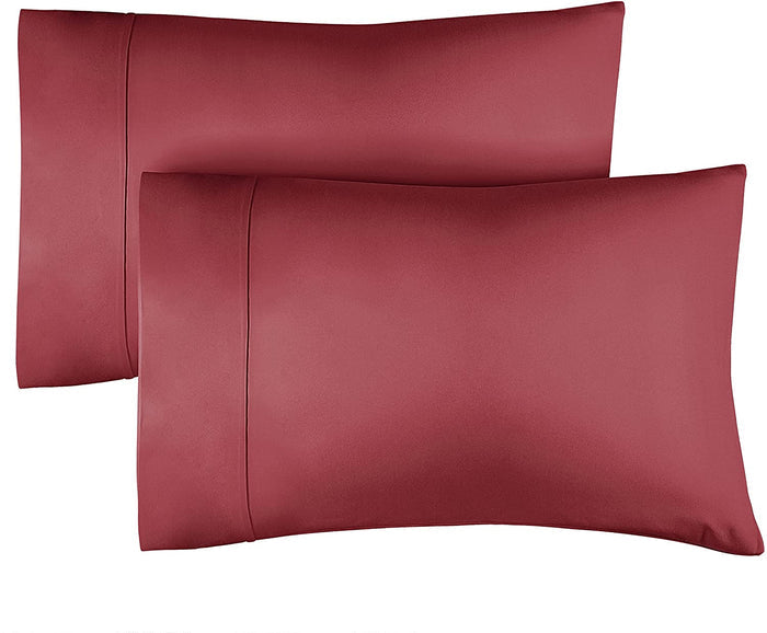 Cotton 400 Thread Count 2 Pillowcase Set - Burgundy