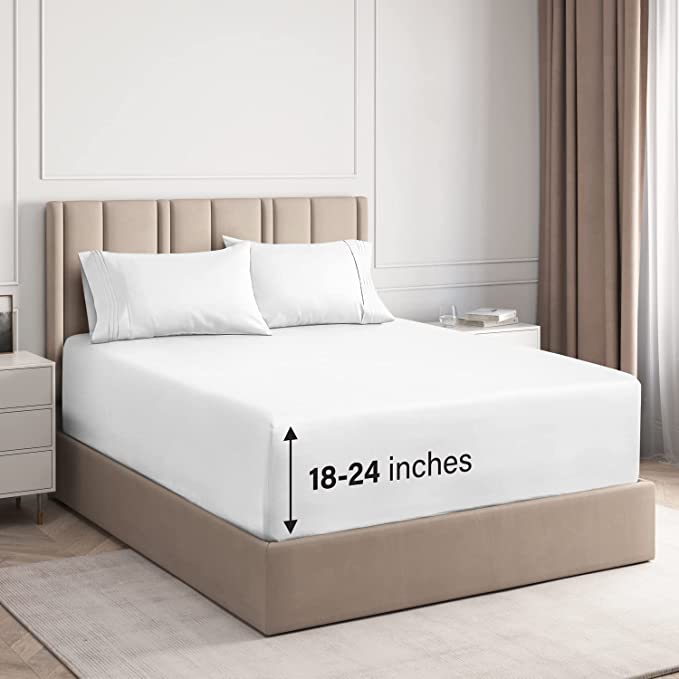 Cotton 400 Thread Count 4 Piece Deep Pocket Sheet Set - White