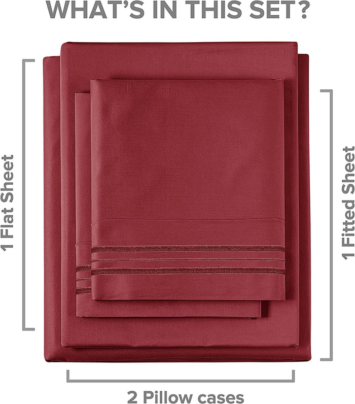 Cotton 400 Thread Count 4 Piece Deep Pocket Sheet Set - Burgundy