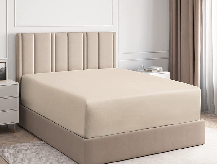 Cotton 400 Thread Count Standard Single Fitted Sheet - Cream