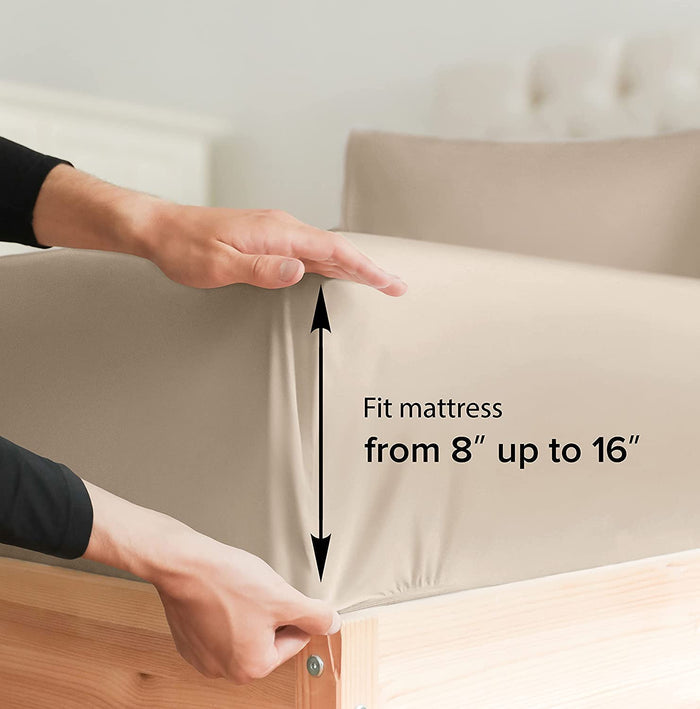 Cotton 400 Thread Count Standard Single Fitted Sheet - Cream