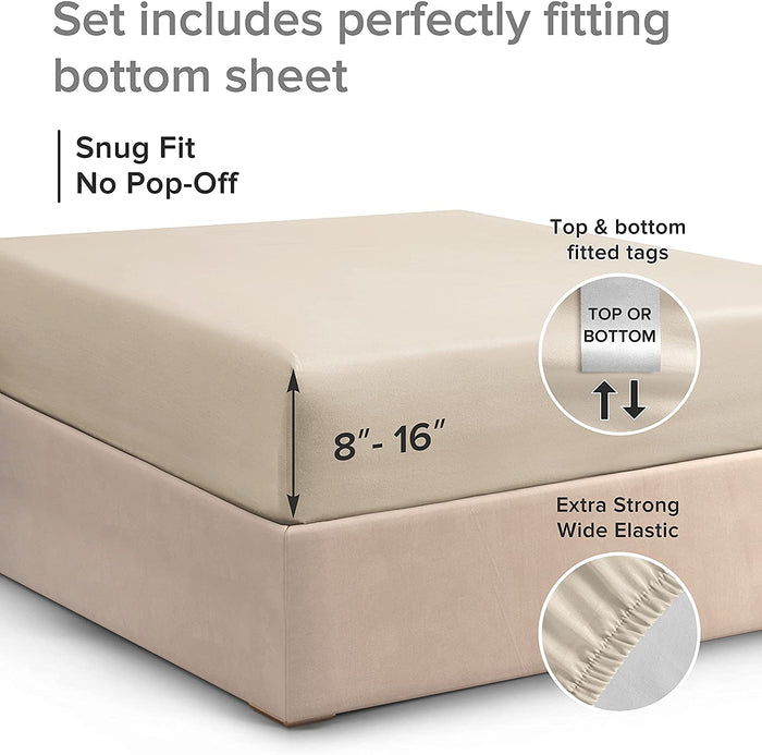 Cotton 400 Thread Count Standard Single Fitted Sheet - Cream