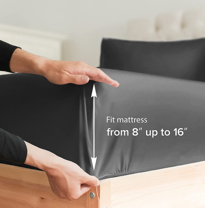 Cotton 400 Thread Count Standard Single Fitted Sheet - Dark Grey