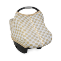 Cotton Muslin Car Seat Canopy - Adobe Checker
