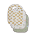 Cotton Muslin Classic Bib 3 Pack - Adobe Checker