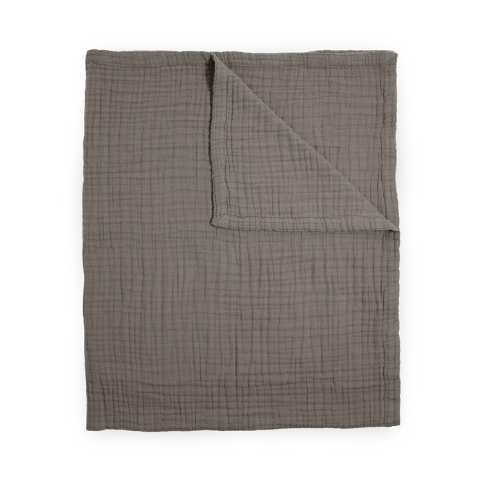 Cotton Muslin Quilted Throw - Mocha