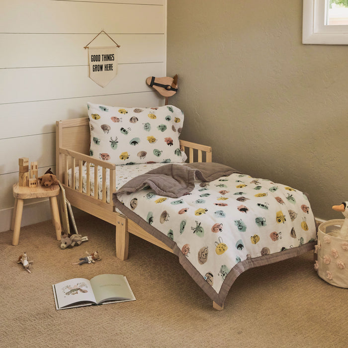 Cotton Muslin Toddler Comforter - Watercolor Critters