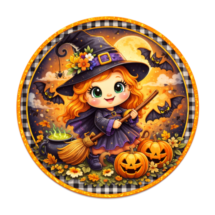 Cute Witch Halloween Sign 10" Wreath Sign, Home Decor, The Ritzy Cactus