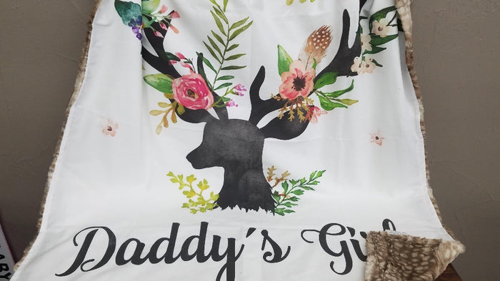 Custom Girl Crib Bedding - Daddy's Girl Deer and Rose Woodland Nursery Collection - DBC Baby Bedding Co