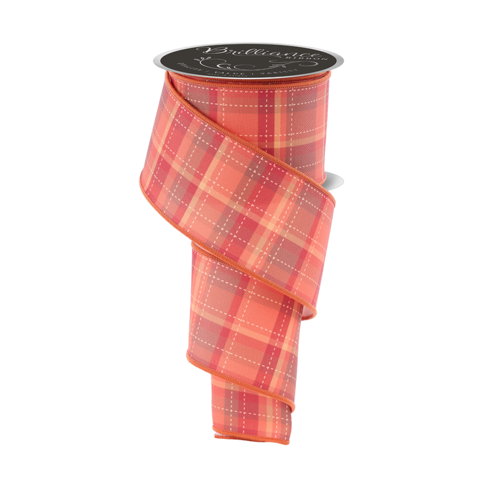 Dashed Plaid Wired Ribbon by Brilliance Ribbon – 2.5" x 10 Yards, Wreath Ribbon