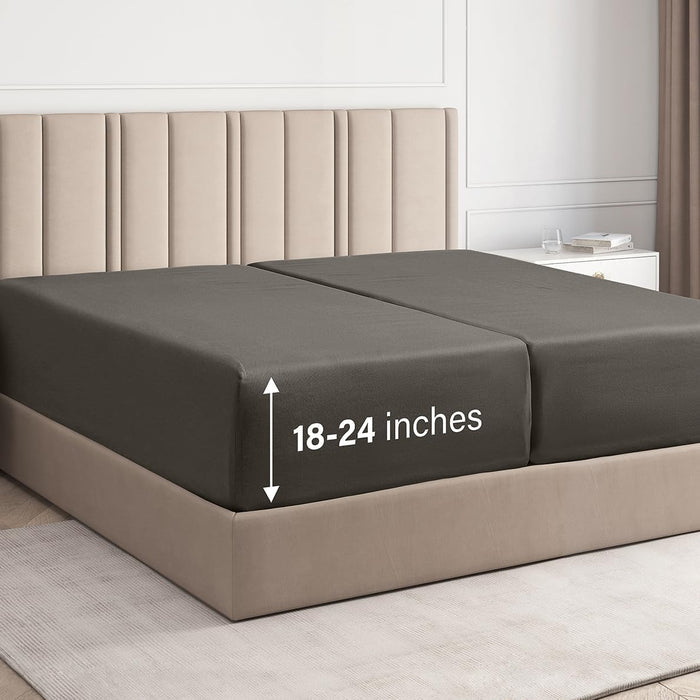Deep Pocket Single Fitted Sheet - Dark Grey