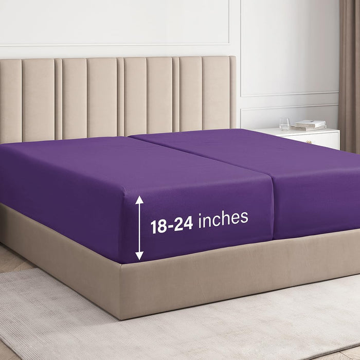 Deep Pocket Single Fitted Sheet - Purple