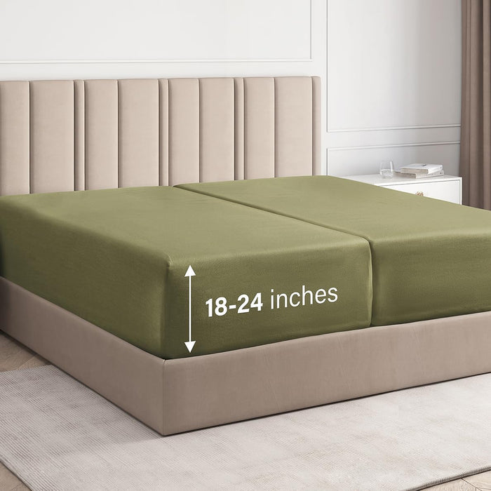 Deep Pocket Single Fitted Sheet - Sage Green