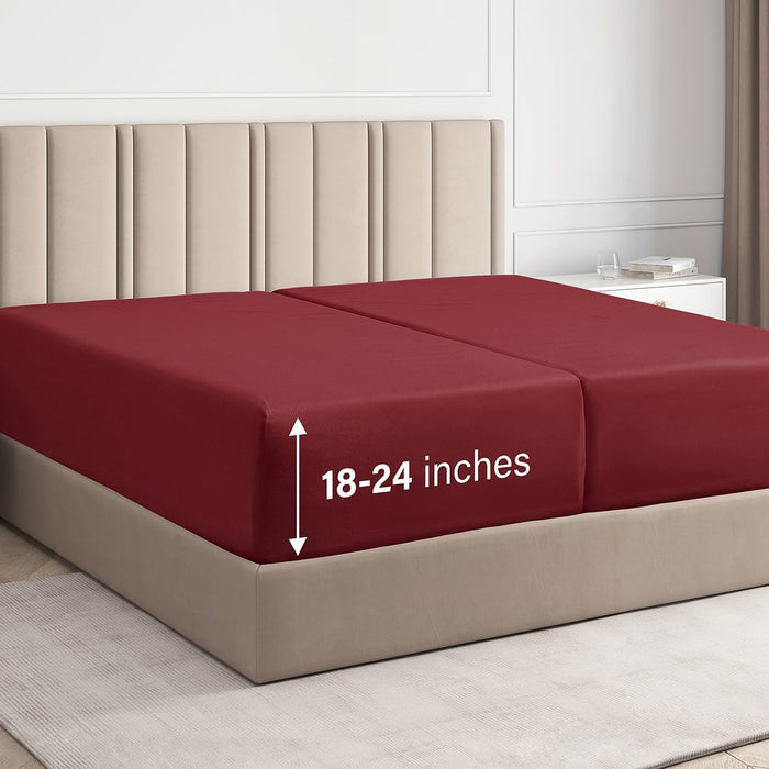 Deep Pocket Single Fitted Sheet - Burgundy