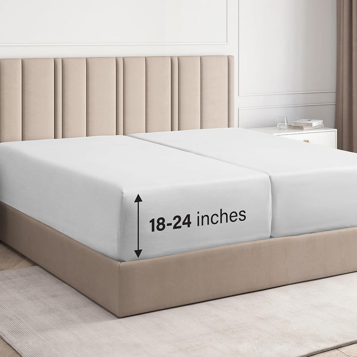 Deep Pocket Single Fitted Sheet - White