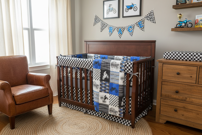 Blue Motocross Nursery - Completely Bare Rails