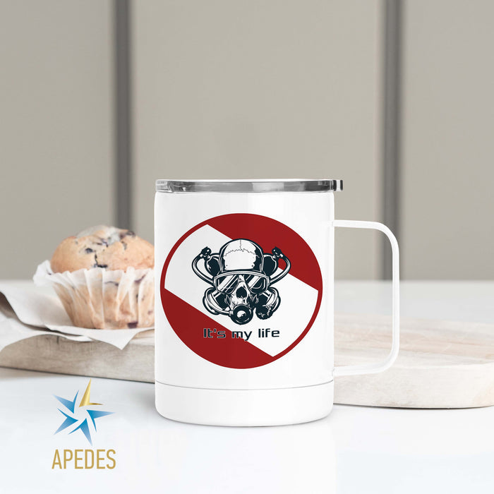 Diver Skull Stainless Steel Travel Mug 13 OZ - Apedes Flags And Banners