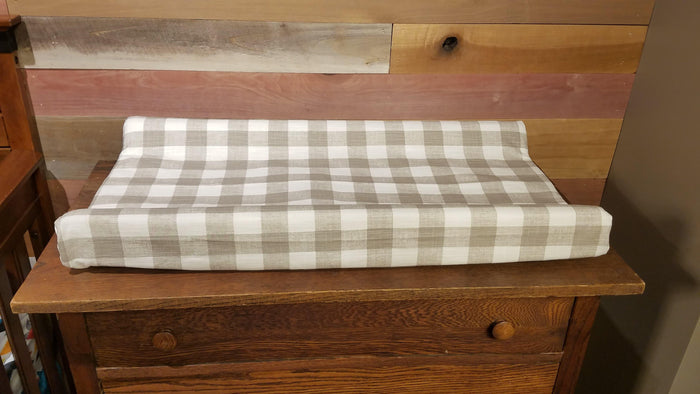 Changing Pad Cover - Check in Ecru - DBC Baby Bedding Co
