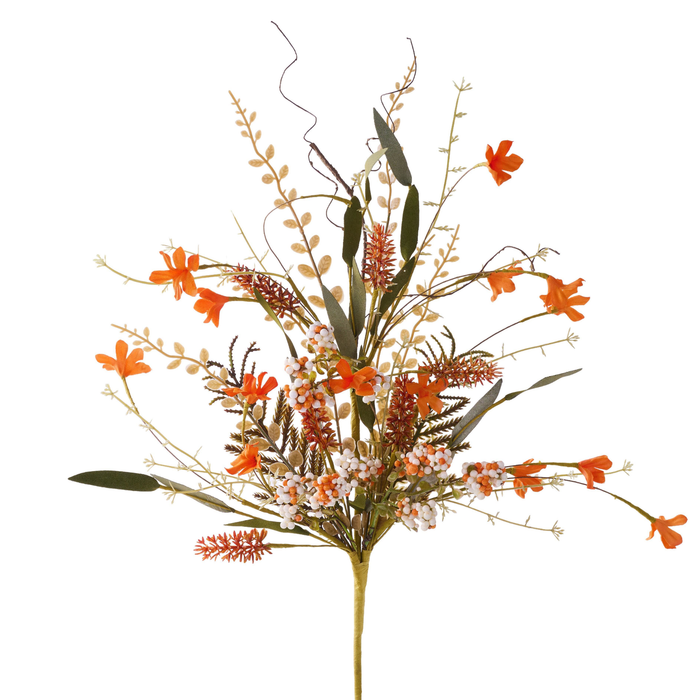 Fabric Flower Rust Off White Spray| Stem Embellishment | DIY Wreath Supply
