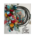 Festive Cactus Lasso Wreath  Red, Aqua & Gold Florals with Western Holiday Charm 25 x 28 Inches