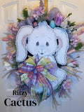 Floppy-Eared Bunny Easter Wreath - 29x22 Inches – One-of-a-Kind Spring Décor