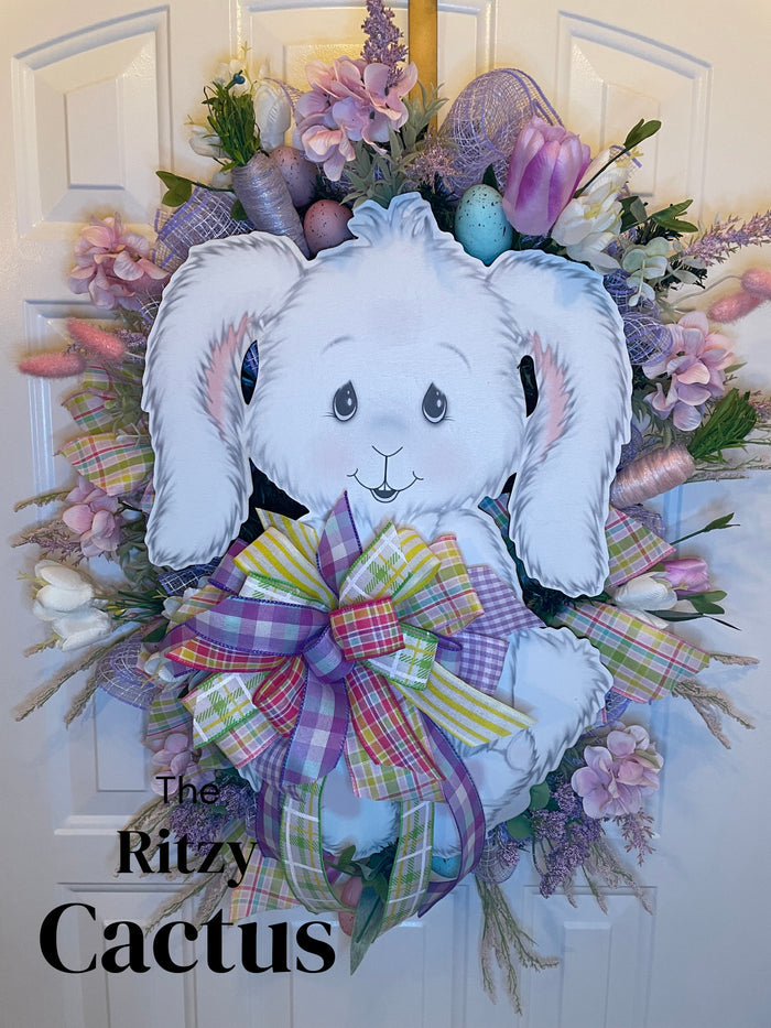 Floppy-Eared Bunny Easter Wreath - 29x22 Inches – One-of-a-Kind Spring Décor