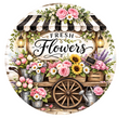 Flower Cart 10 Inch Wreath Sign, Metal Wreath Sign, Home Decor, DIY, The Ritzy Cactus