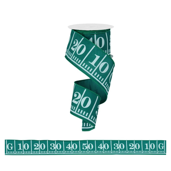Football Field Wired Ribbon by RG Ribbon – 2.5" x 10 Yards, Wreath Ribbon, Craft Supplies