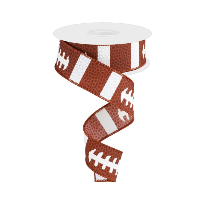 Football Laces Wired Ribbon by RG Ribbon – 1.5" x 10 Yards, Wreath Supplies