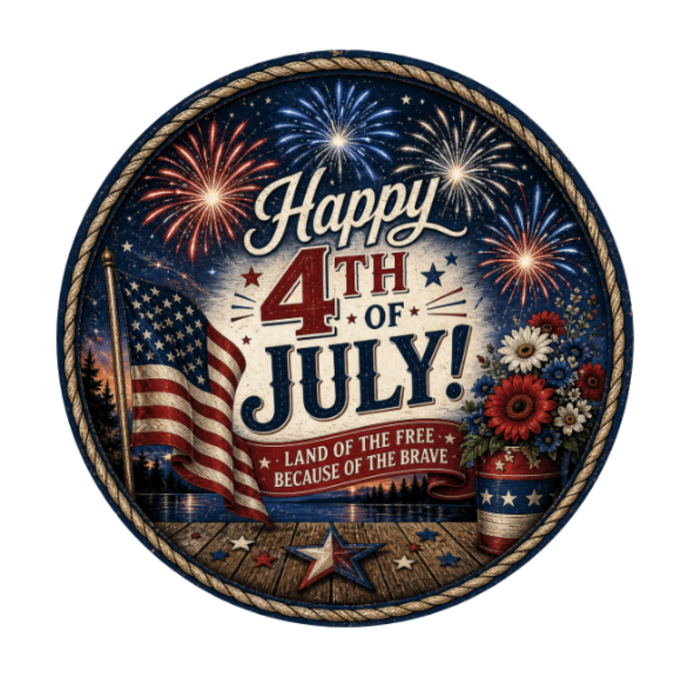 Fourth Of July 10" Wreath Sign, Home Decor, The Ritzy Cactus
