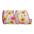 Gerberas & Daisies Wired Ribbon by Reliant  – 2.5" x 10 Yards, Wreath Ribbon