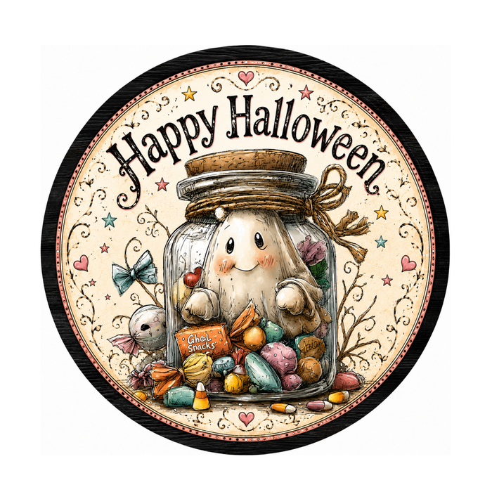 Ghost In a Jar Halloween Sign 10" Wreath Sign, Home Decor, The Ritzy Cactus