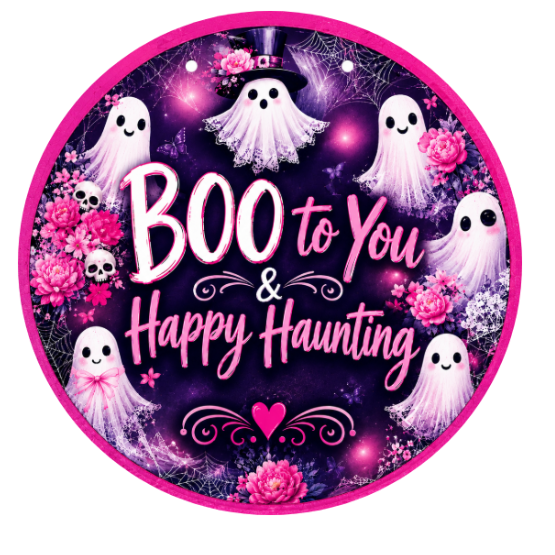 Ghosties Boo To You Halloween 10" Wreath Sign, Home Decor, The Ritzy Cactus