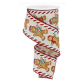 Gingerbread Boy Girl Candy Wired Ribbon by RG – 2.5" x 10 Yards, Wreath Ribbon