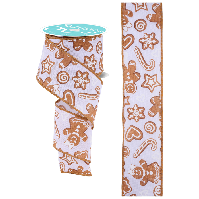 Gingerbread Wired Ribbon by RG Ribbon – 2.5" x 10 Yards, Wreath Supplies