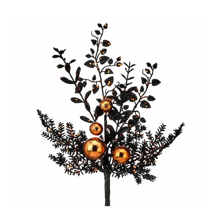 Glitter Ball Spray| Orange Black Halloween Stem Embellishment | DIY Wreath Supply