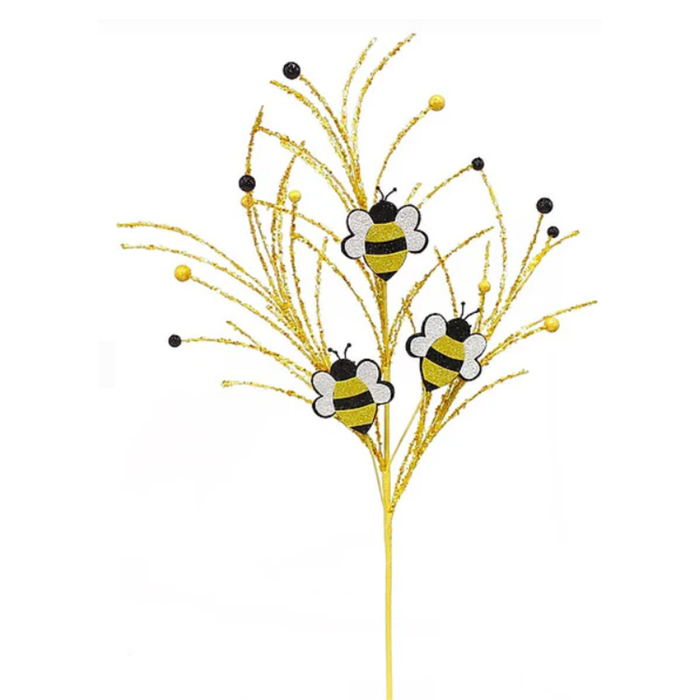 Glitter Bumble Bee Twig Spray 29"   Summertime Embellishment
