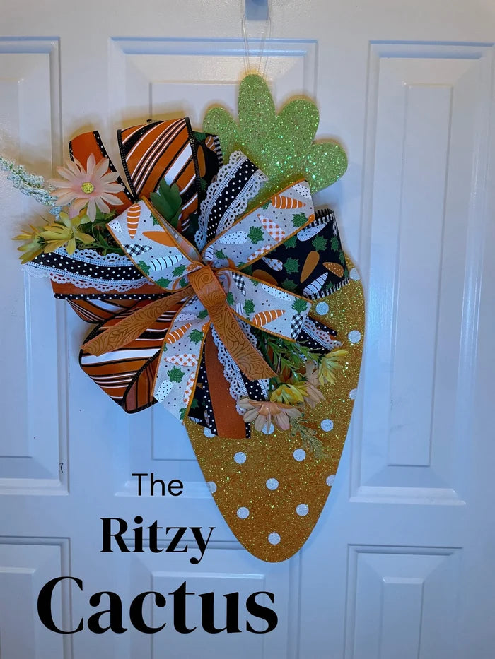 Glitter Carrot Door Decoration, Easter Decor, Wreath