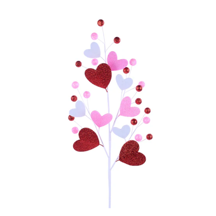 Glitter Hearts Ball Spray 28"  Holiday Valentine Embellishment