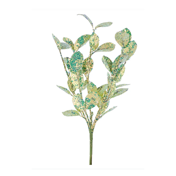 Glitter Iridescent Leaf Spray 22.5"  Holiday Wreath Embellishment