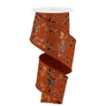 Glitter Leaves Copper Wired Ribbon by RG Ribbon – 2.5" x 10 Yards, Wreath Ribbon