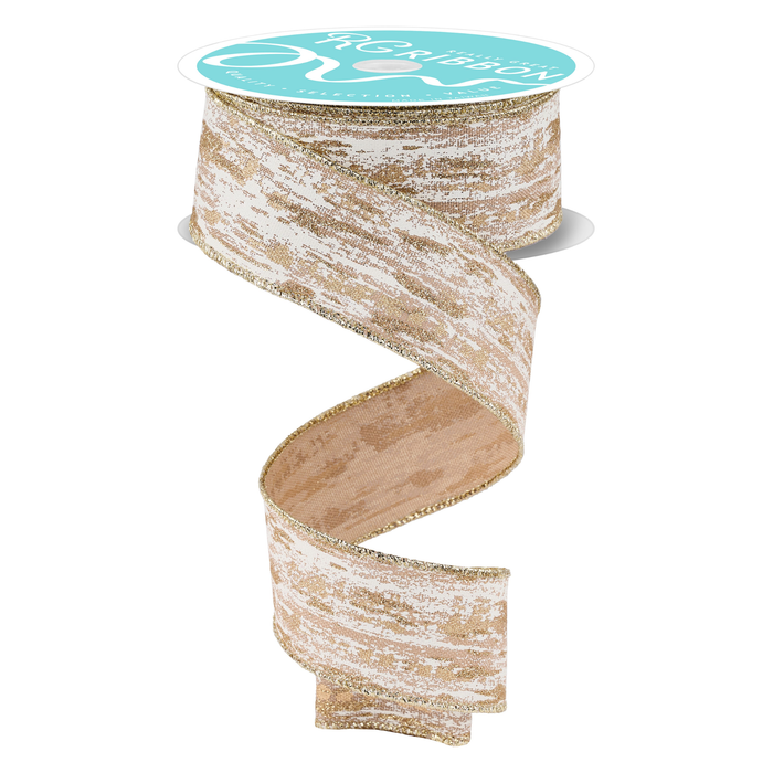 Glitter Metallic Streaks Wired Ribbon by RG Ribbon – 1.5" x 10 Yards, Wreath Supplies
