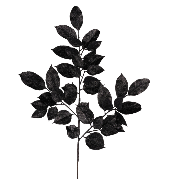 Glitter Salal Spray| Black Halloween Stem Embellishment | DIY Wreath Supply