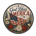 God Bless America Flag Flower 10" Wreath Sign, Home Decor, The Ritzy Cactus