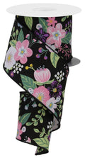 Graphic Floral Wired Ribbon by RG Ribbon  2.5" x 10 Yards, Spring Summer Wreath Ribbon,  Craft Supplies